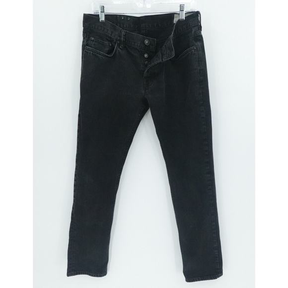 Allsaints Jeans Mens 34x29 Black Crow Iggy Button Fly Tapered Grunge Skater Fade